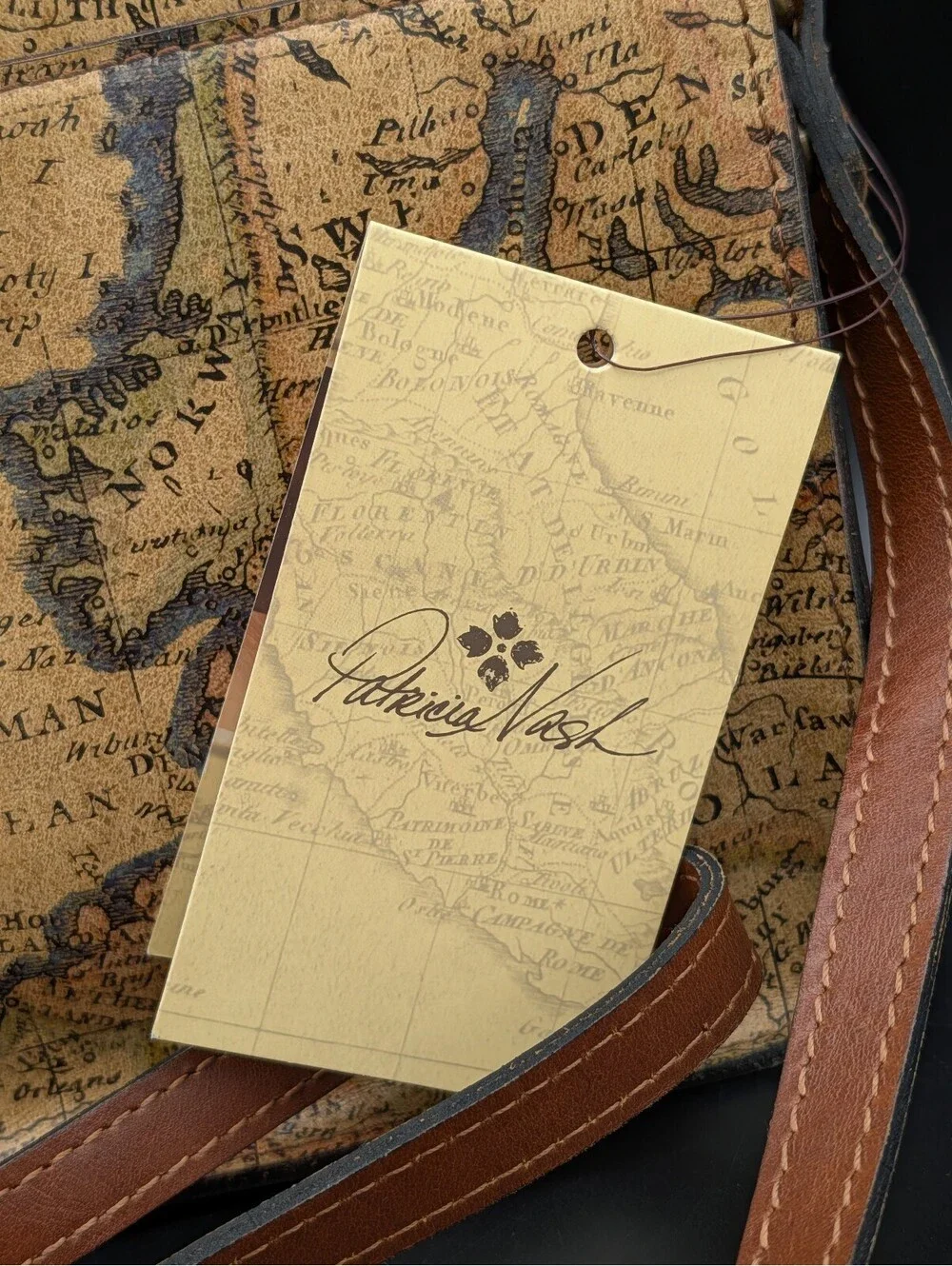 Patricia Nash Nerina Crossbody Bag European Map Leather NWT Dust Bag Included